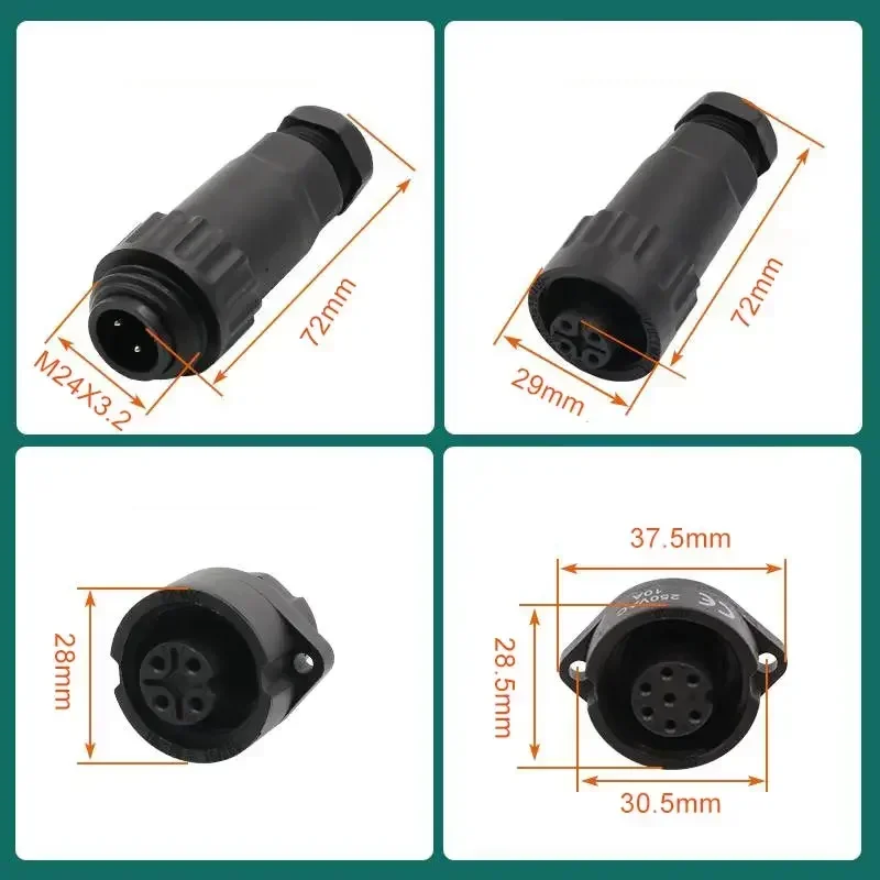WA22 7Pin 4Pin Soldering Wire Plug Socket Waterproof IP67 Male Female Cable Connector Plug Panel Socket Terminal Block