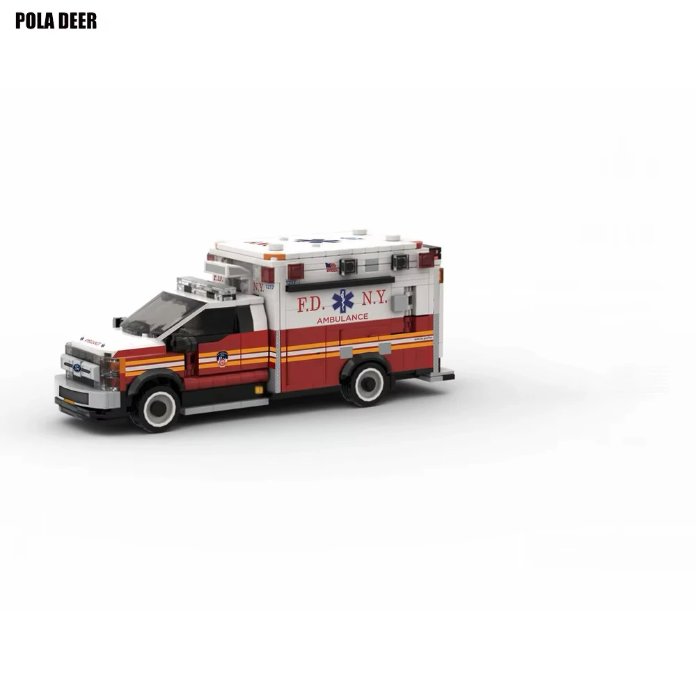 Paladeer 728 Teile New York City Krankenwagen Kreative Aufkleber Individuell Zusammengebaute Bausteine Lehrreiches Modellspielzeug Geschenk für Feiertage – Detail 5