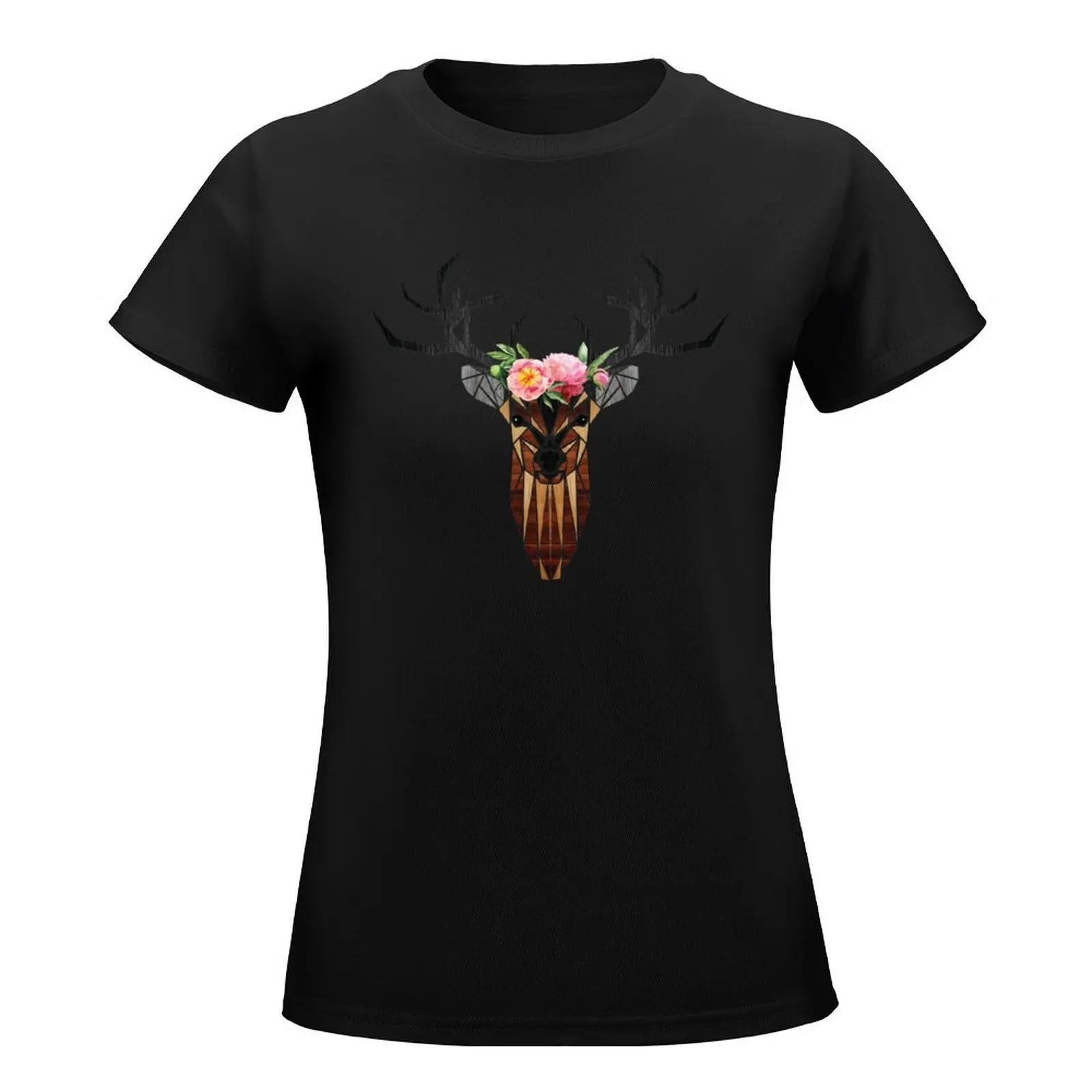 Geometric Wood Deer T-Shirt sublime funny lady clothes tshirts woman