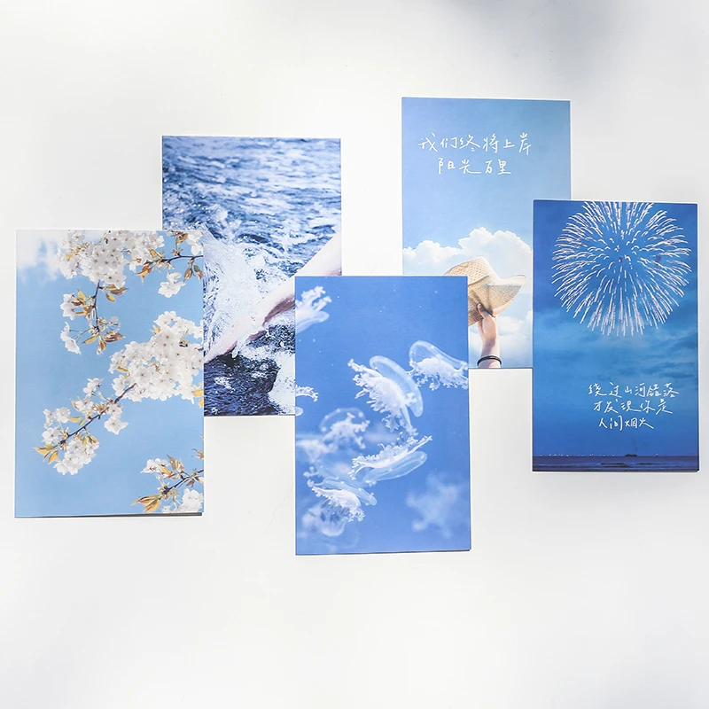 Imagem -03 - Mountain And Sea Landscape Greeting Card Ins Estilo Cartão Postal Postais de Mensagens Série Bright as The Moon 30 Folhas por Conjunto