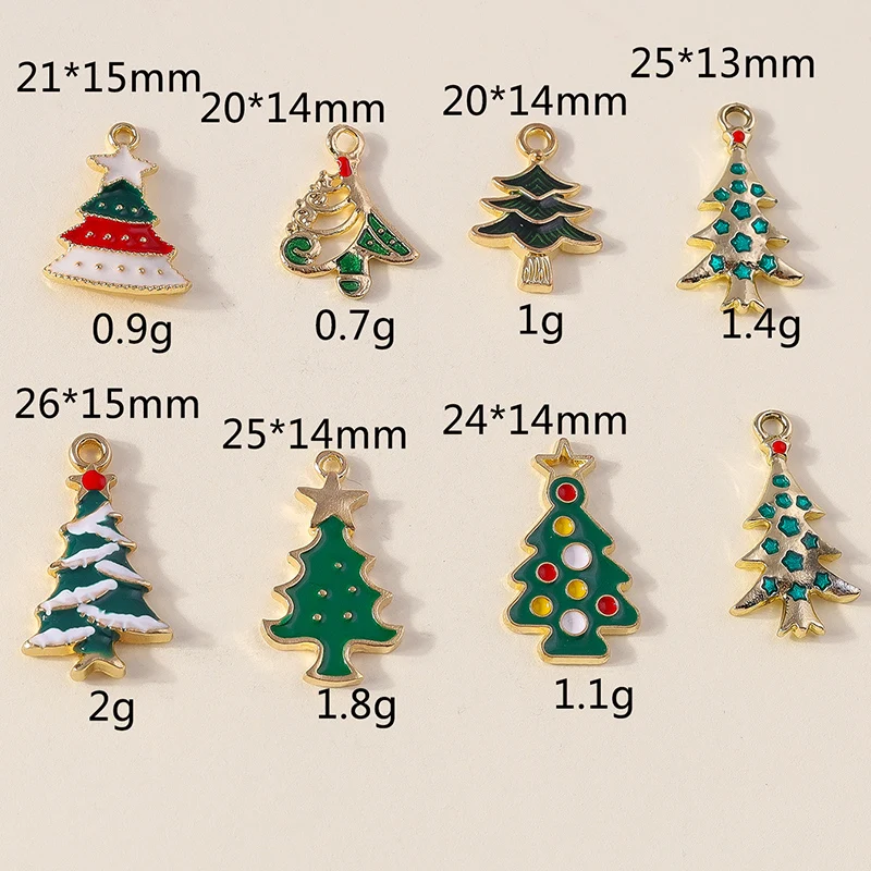 20 Stück gemischte niedliche Emaille-Weihnachtsbaum-Anhänger für die Schmuckherstellung, Tropfenohrringe, Halsketten, Armbänder, DIY-Bastelzubehör – Detail 34