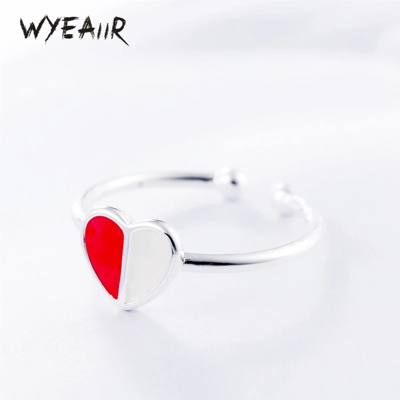 WYEAIIR 925 Sterling Silver Heart Ice Cream Fresh Stitching Resizable Opening Ring For Women Luxury Jewelry