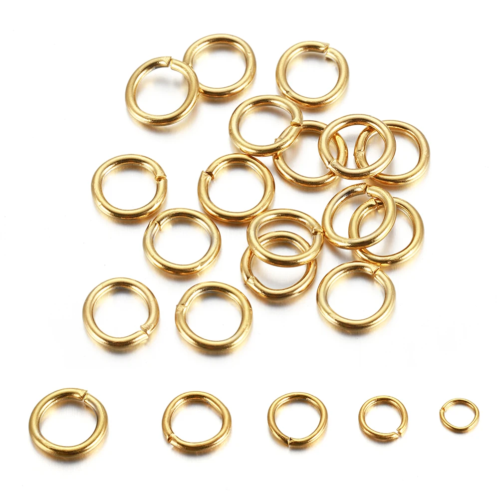 200pcs/100pcs No Fade Stainless Steel Open Jump Rings Gold Color Split Rings Connectors for Jewelry Making DIY Supplies