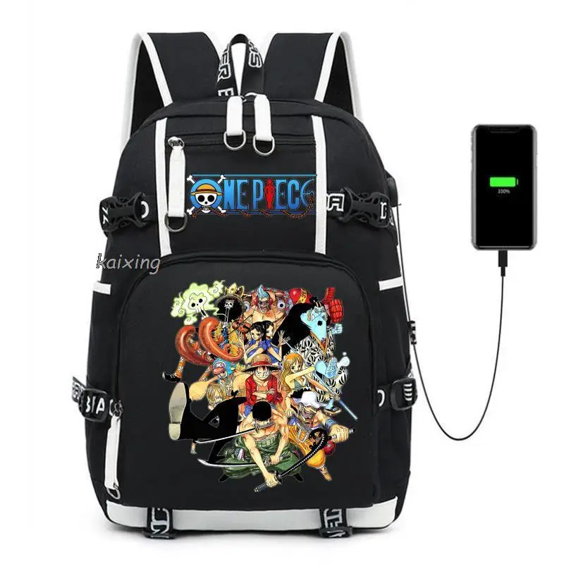 One Piece Luffy USB Mochila de Carregamento, Mochila, Notebook Laptop Bags para Crianças Estudantes, Viagem Rucksack Gift, Hot