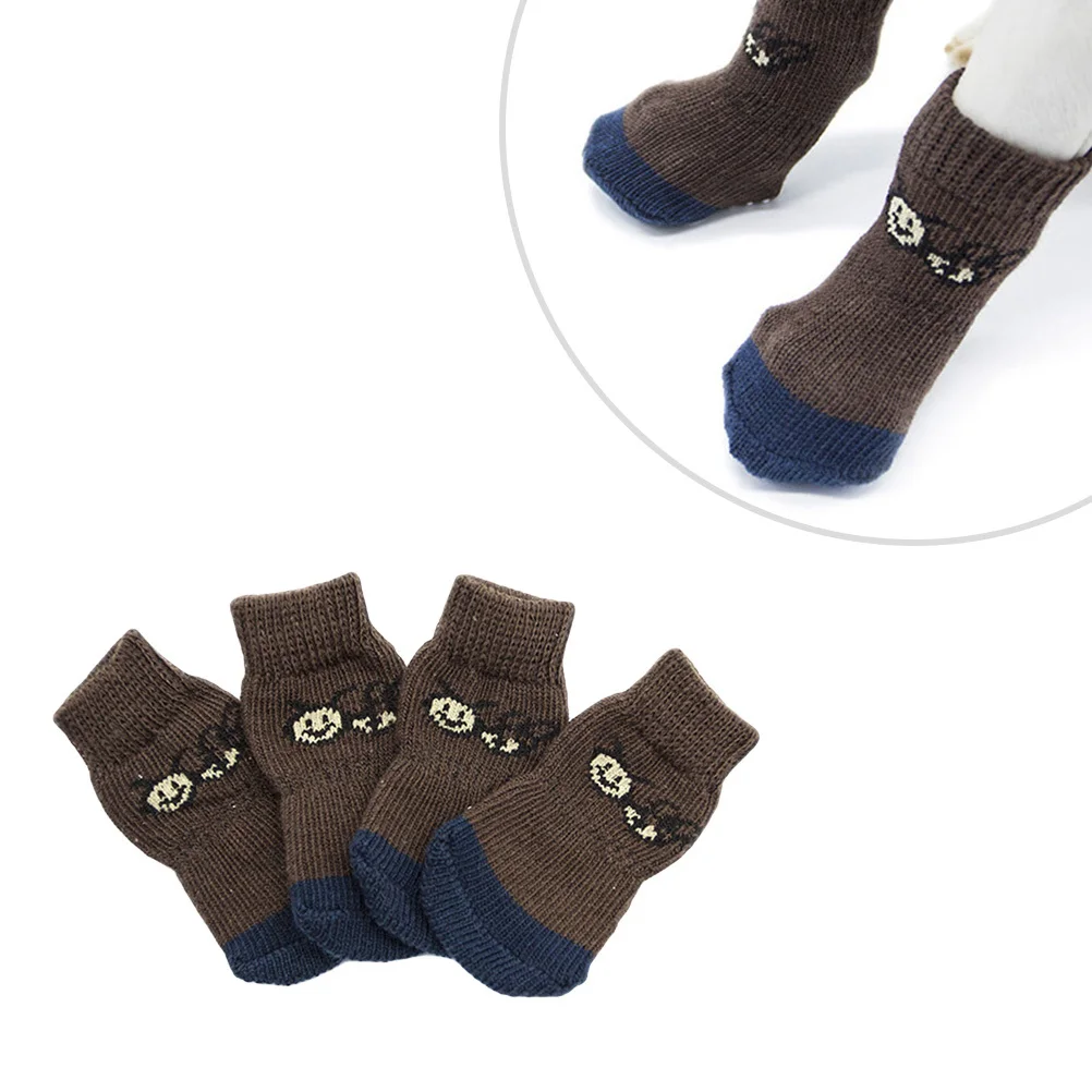 

4pcs Anti-Slip Doggie Cartoon Pet Dog Cold Ice Salt Protection Doggie Socks Puppy Cat Paw Clean Pet Socks S