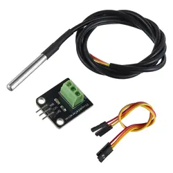 DS18B20 Temperature Sensor Module Kit with 1 m/ 3.2 Ft Waterproof Digital Stainless Steel Probe -55 to +125 Degrees Celsius