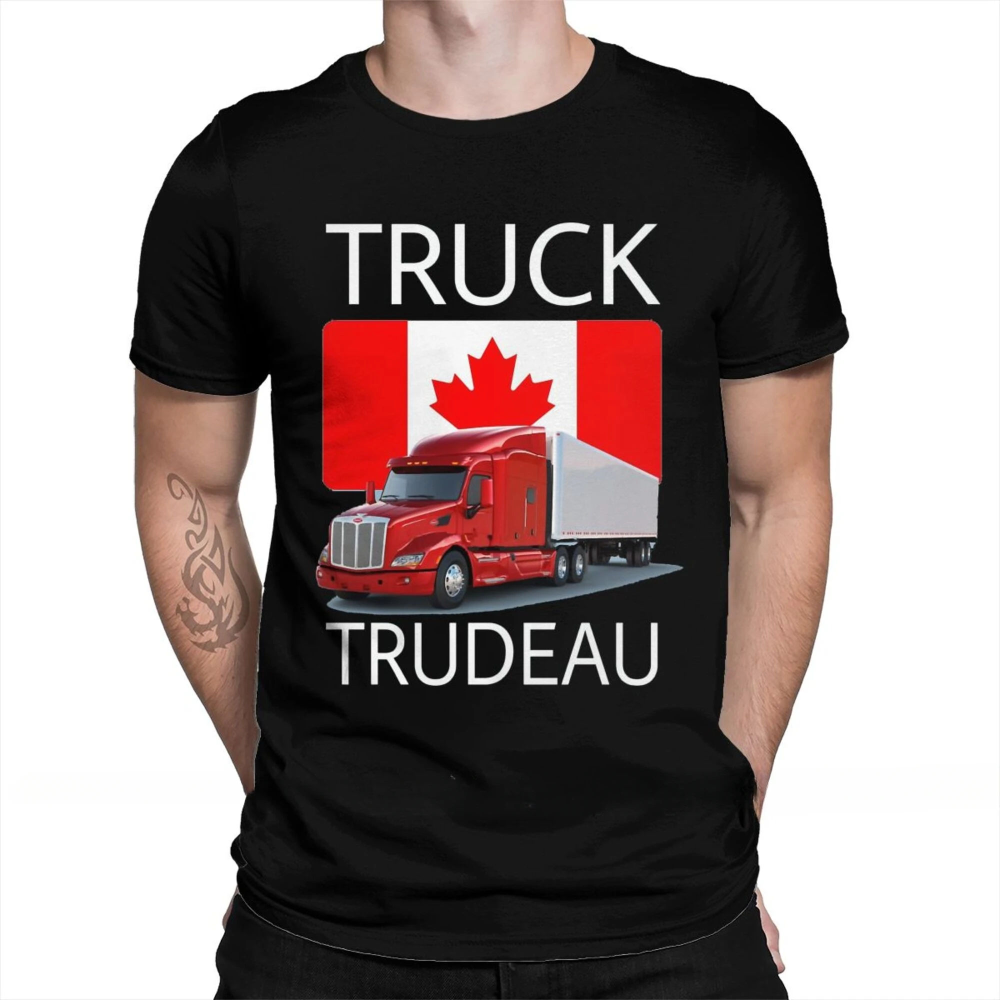 Men 100% Cotton Short Summer Sleeve Casual Plus Size Shirt Adults Canadian Truckers TRUCK TRUDEAU T-Shirt  harajuku