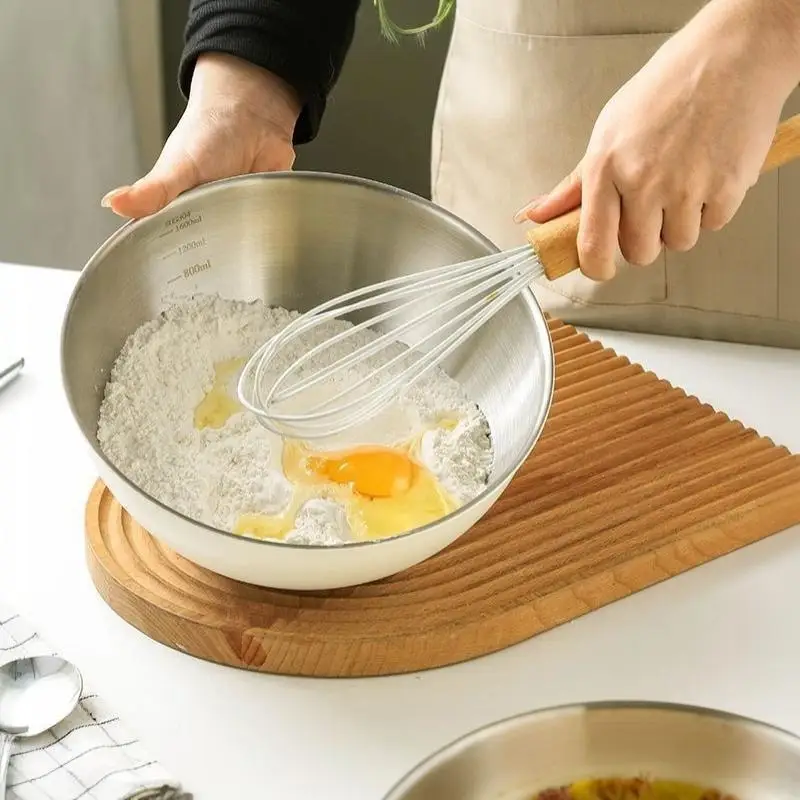 Stainless Steel Mixing Bowl with Graduated Scale Dishwasher Safe Anti-Slip Bottom for Kitchen Salad Dough Kneading Baking
