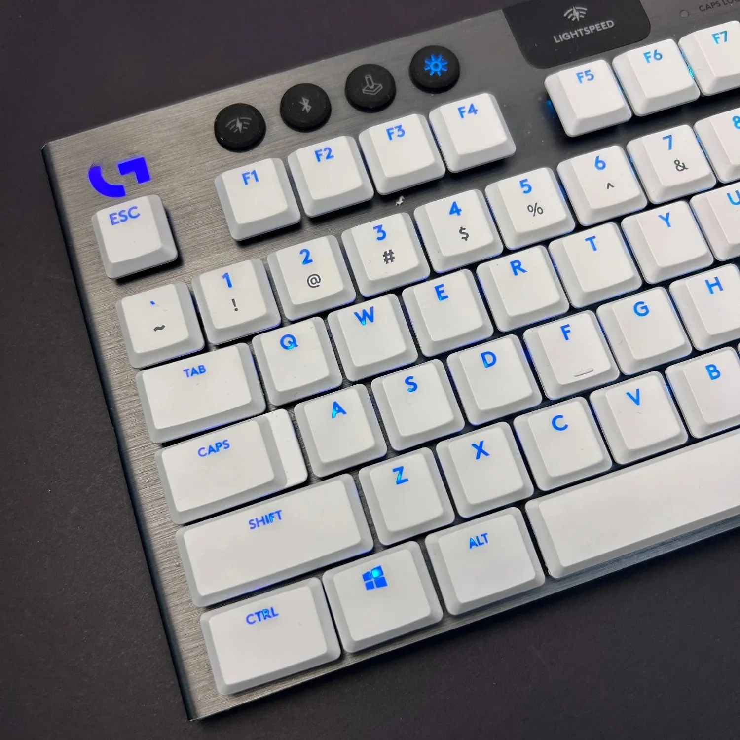 White Transparent Keycaps Compatible with Logitech G815, G913, G915 TKL RGB  Mechanical Gaming Keyboard with US/EU/DE Layout