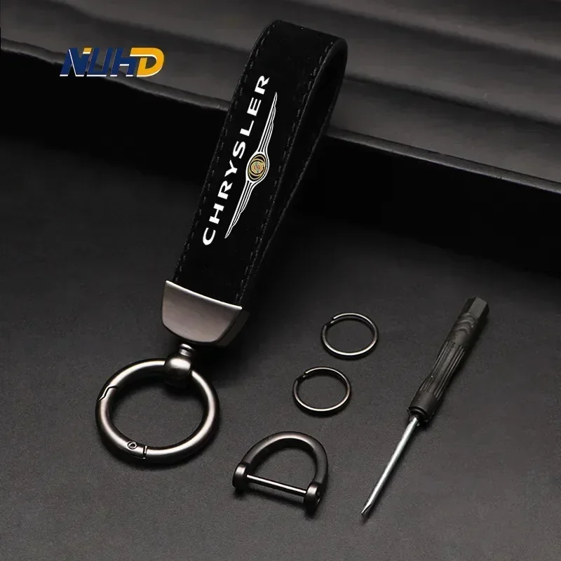

Замшевый автомобильный брелок из цинкового сплава для Chrysler 300c 300 200 200c, автомобильные кольца для ключей, металлические защитные аксессуары против потери