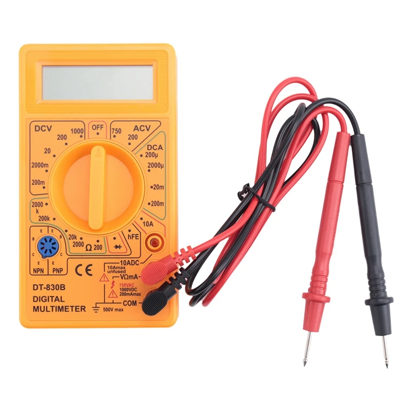 Hot DT-830D Digital Multimeter With Buzzer Square Wave Output Voltage Ampere Ohm Tester Probe DC AC LCD Overload Protection