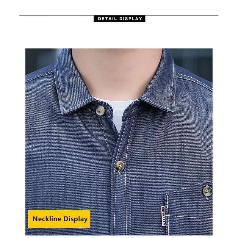 2024 Spring&Summer New Men's Long Sleeve Shirt Casual Imitation Denim Coat Trendy Korean Personalit Fashion Top