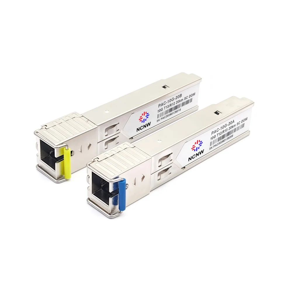 NCNW 10G BIDI 20km SFP Single SC Port Fiber Optic Transceiver Module 1270nm/1330nm Compatible with Cisco Mikrotik Juniper Switch