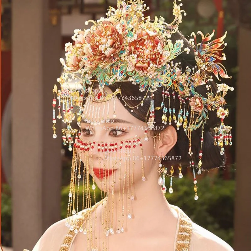 Fendai Gilt Phoenix Instrument Crown Metal Assembly Model 3D Three-dimensional Handmade High Difficulty Can Be Worn for Wedding