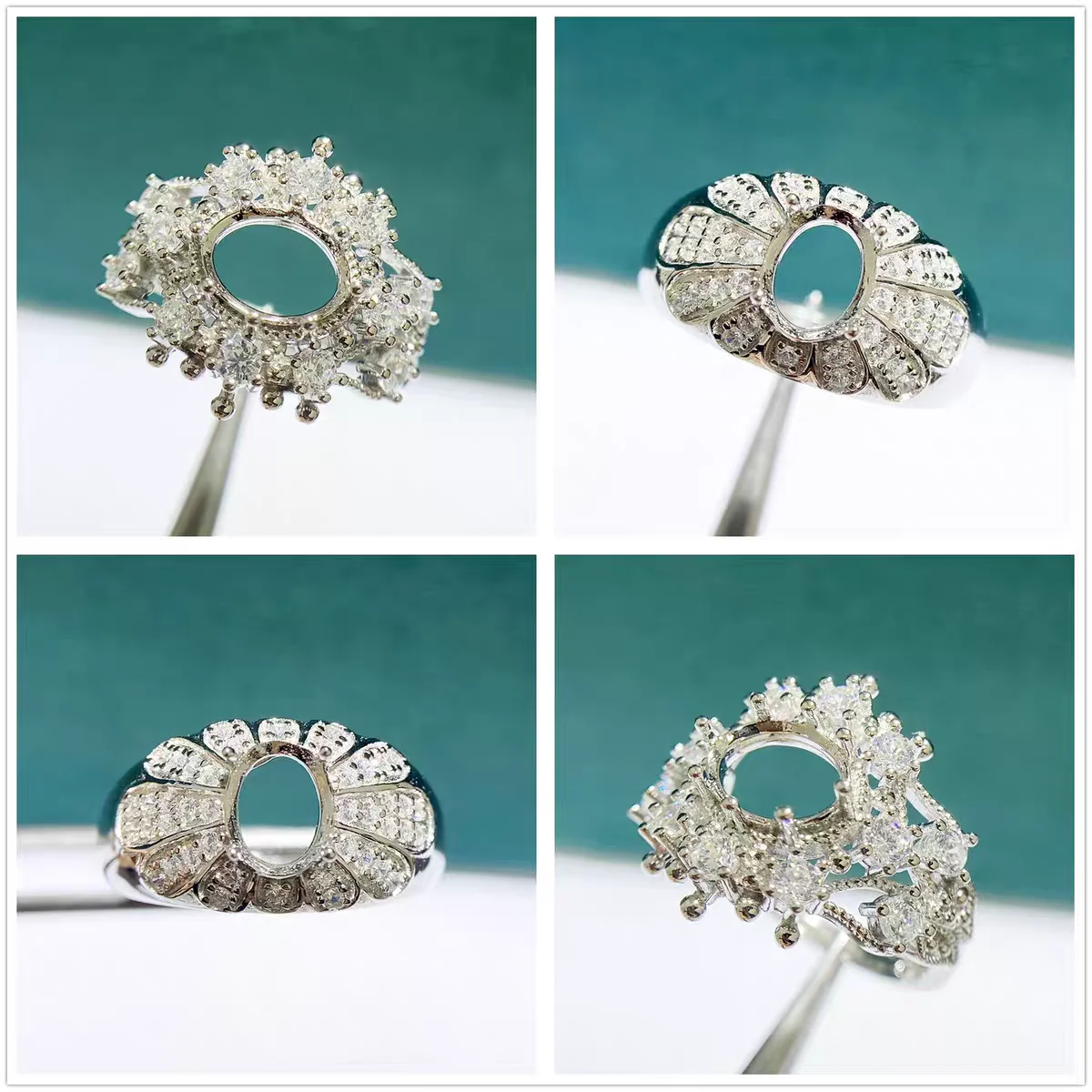 

MeiBaP 6mm*8mm Elliptic Stone 925 Sterling Silver Fashion Ring Holder DIY Empty Support for Women Fine Charm Jewelry