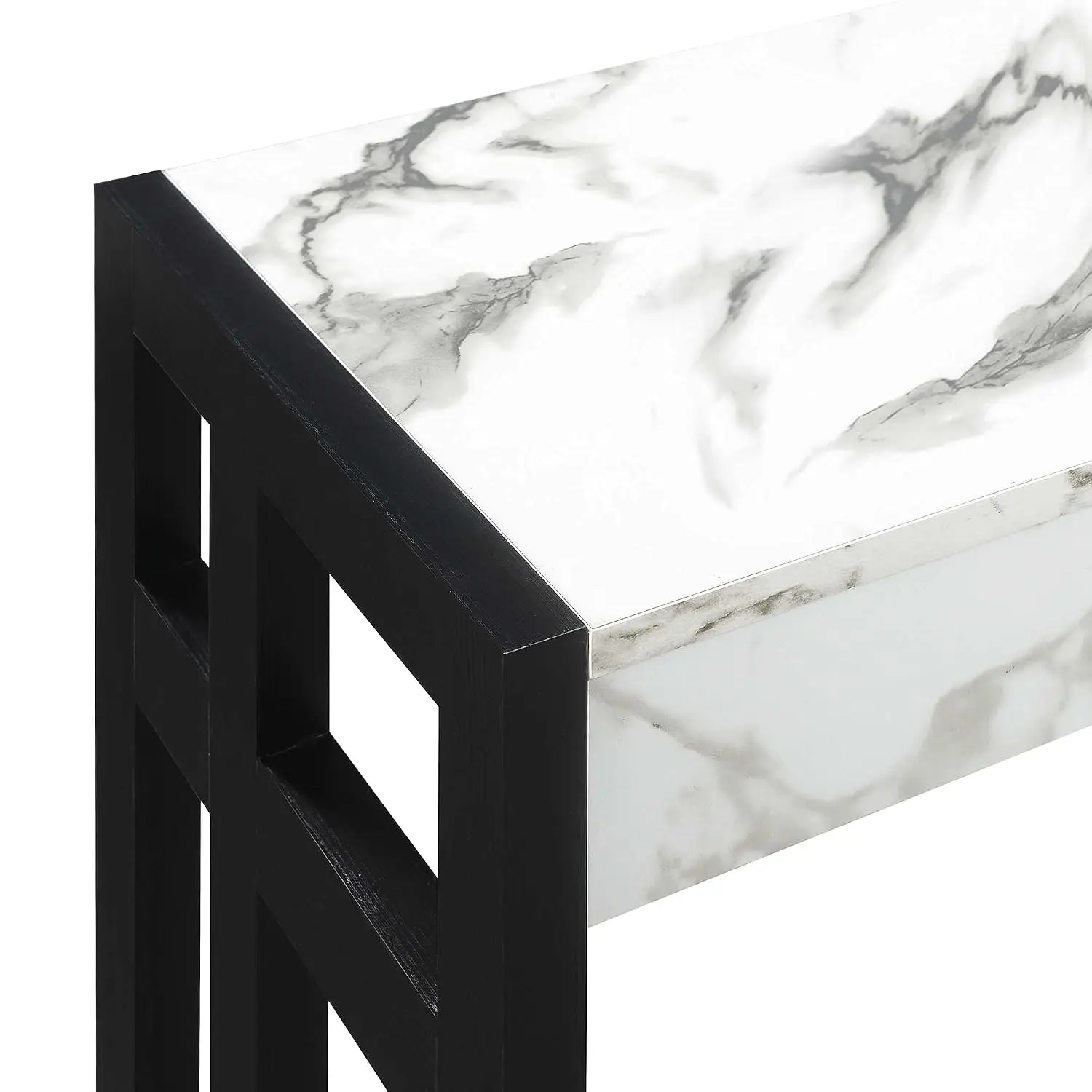 Modern Narrow Console Table with Storage Shelf for Living Room Entryway Hallway Bedroom, 49.5" White Faux Marble, Customized view 6