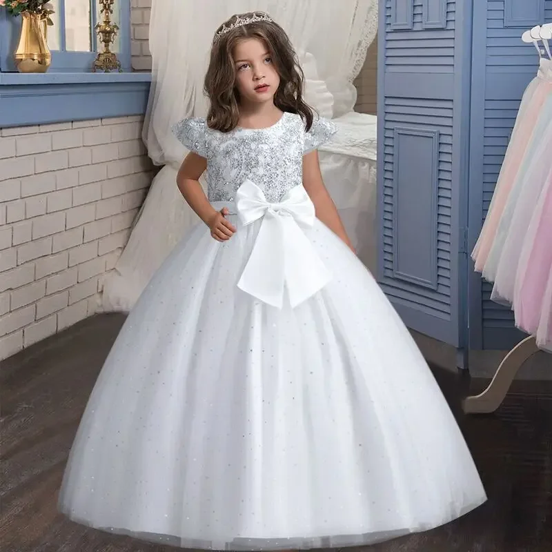 Elegant Teen Girls Dress Lace Princess Pageant Birthday Party First Communication Gown Bridesmaid Flower Girl Dress for Weddings