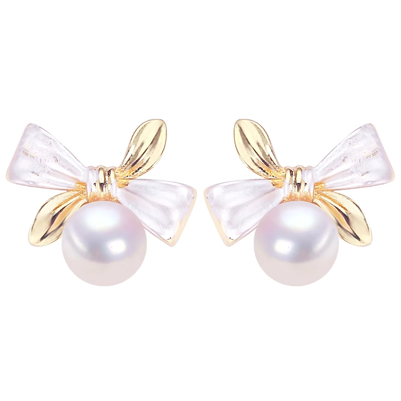 

ZHBORUINI Natural Freshwater Pearl Earrings Exquisite Frosted Bow Tie Natural Pearl Earrings S925 Pure Silver Needle For Woman