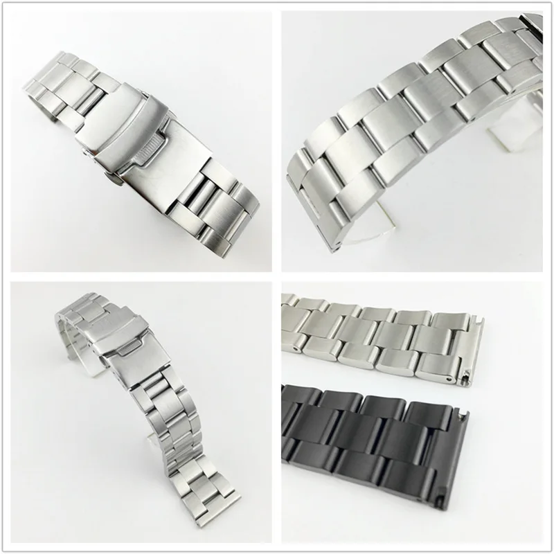 Stainless Steel Replacement Watch Band 18mm 20mm 22mm 24mm 26mm Watch Straps Double Lock Buckle Diving Silk Strap Metal Bracelet