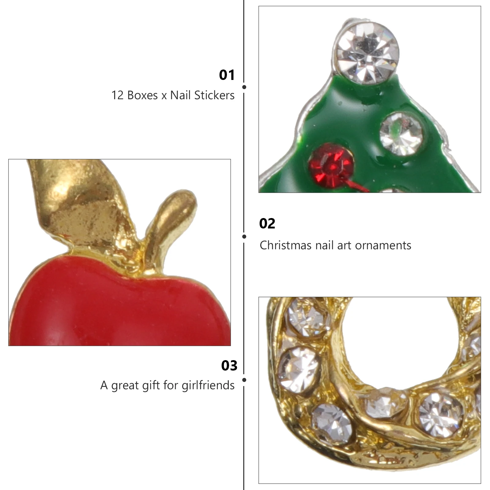 

20pcs Christmas Nail Stickers Rhinestones Art Decorations Jewelry Rivet Manicure Accessories Charm Designs Nail School Supplies