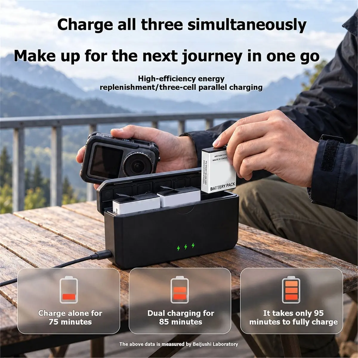 3-Slot Battery Charging Case for Action6/5pro/4/3 Multi Battery Charger Storage Box Long Endurance Power Supply