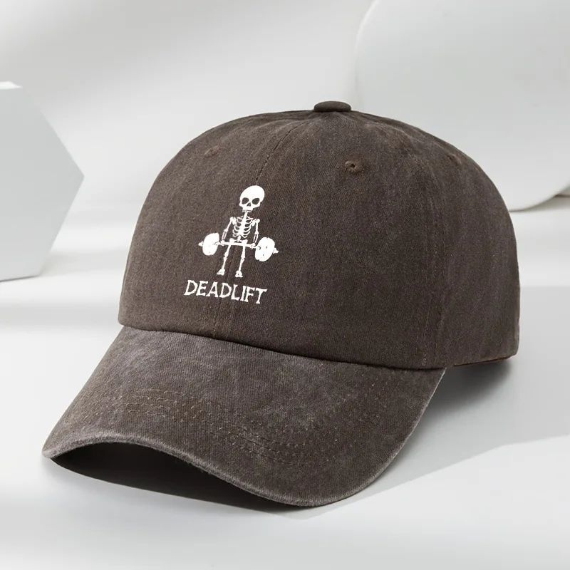 Verstellbare Baseballkappe für Herren im SVintage-Stil mit coolem Totenkopf-Aufdruck – strapazierfähiges Polyester, perfekt für Outdoor-Sportarten und Reisen. Baseballkappe