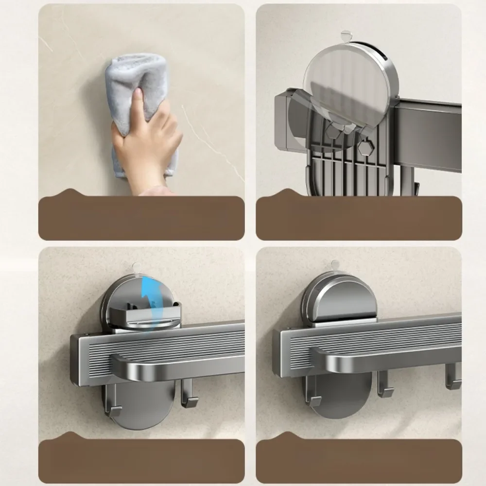 Bathroom Suction Cup Telescopic Bath Towel Rack Towel  Toilet  No Punching
