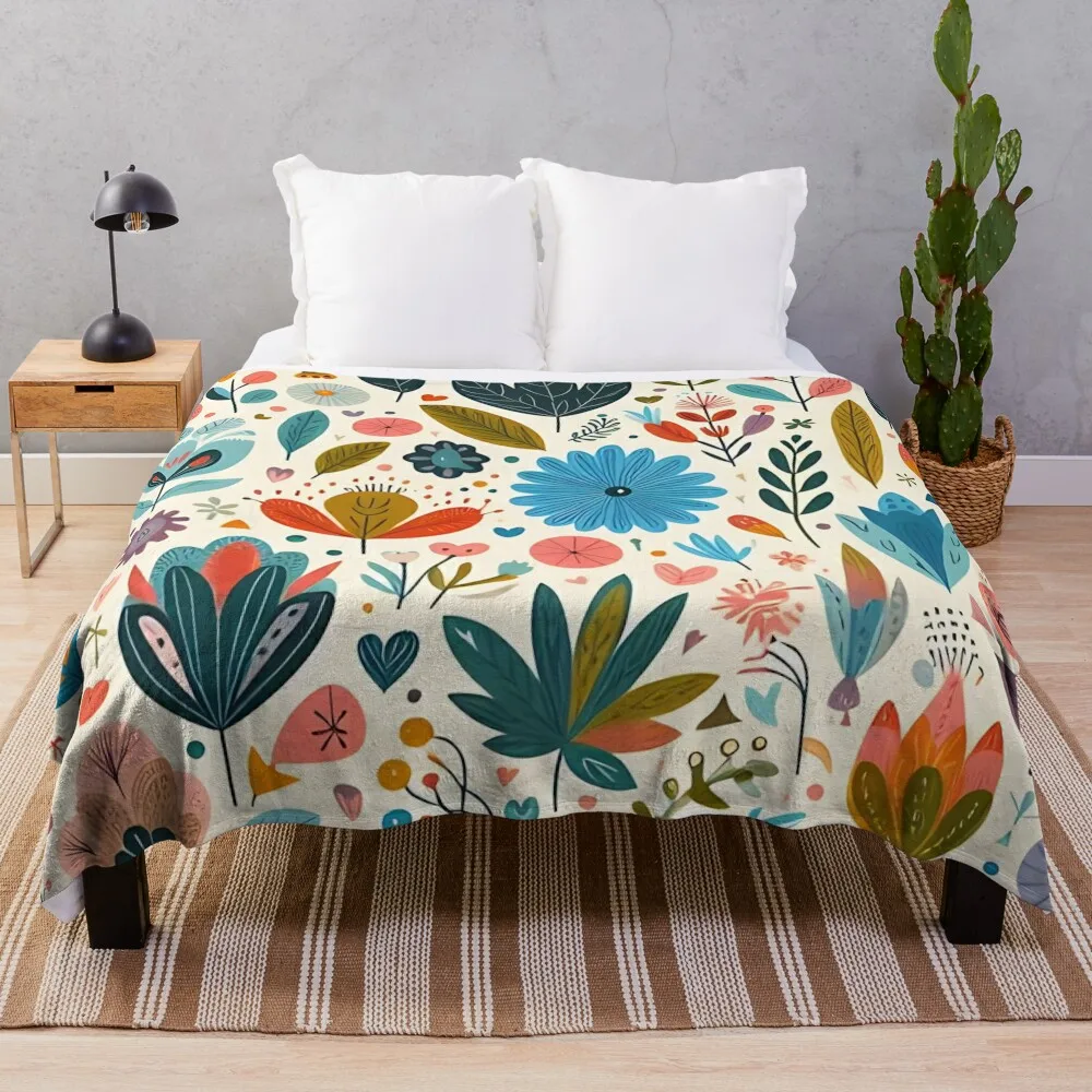 

Botanical floral illustration Throw Blanket Blankets Sofas Of Decoration Flannel warm for winter Blankets