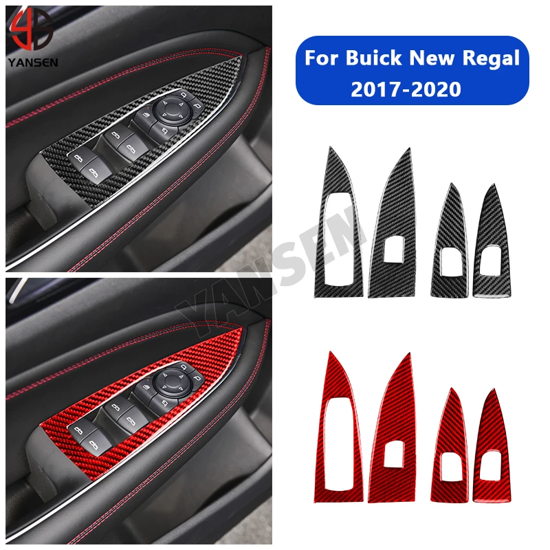 

For Buick Regal 2017-2020 Carbon Fiber Door Window glass Lift Control Switch Panel Cover Car Interior Trim Accessories