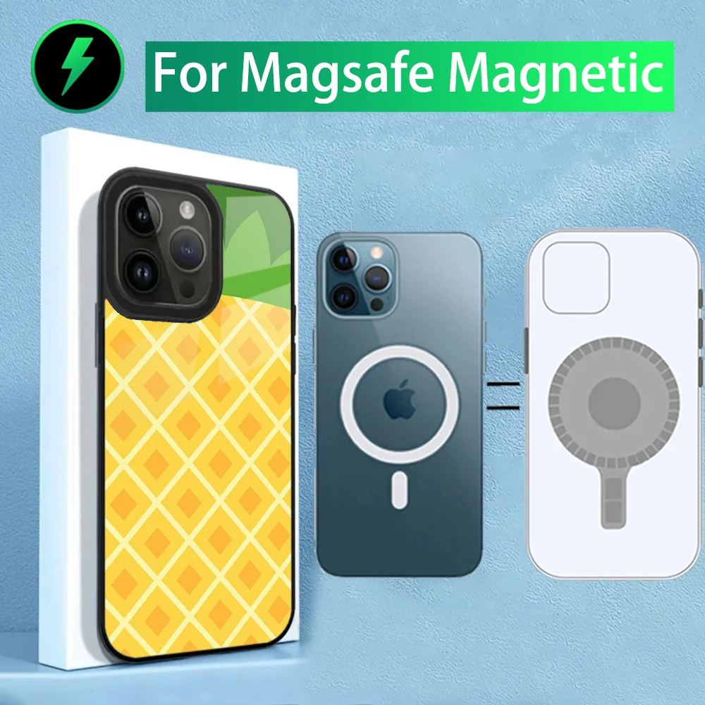 Fruit Pineapple Phone Case For iPhone 16,15,14,13,12,11,Plus,Pro,Max Mini Magsafe Magnetic Wireless Charging