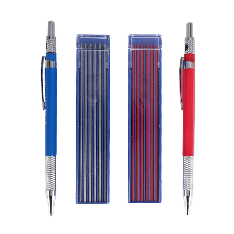 Hot TTKK 2 Pcs Streak Welders Pencil With 24 Pcs 2Mm Refills Mechanical Pencil With Built In Sharpener Carpenter Pencils