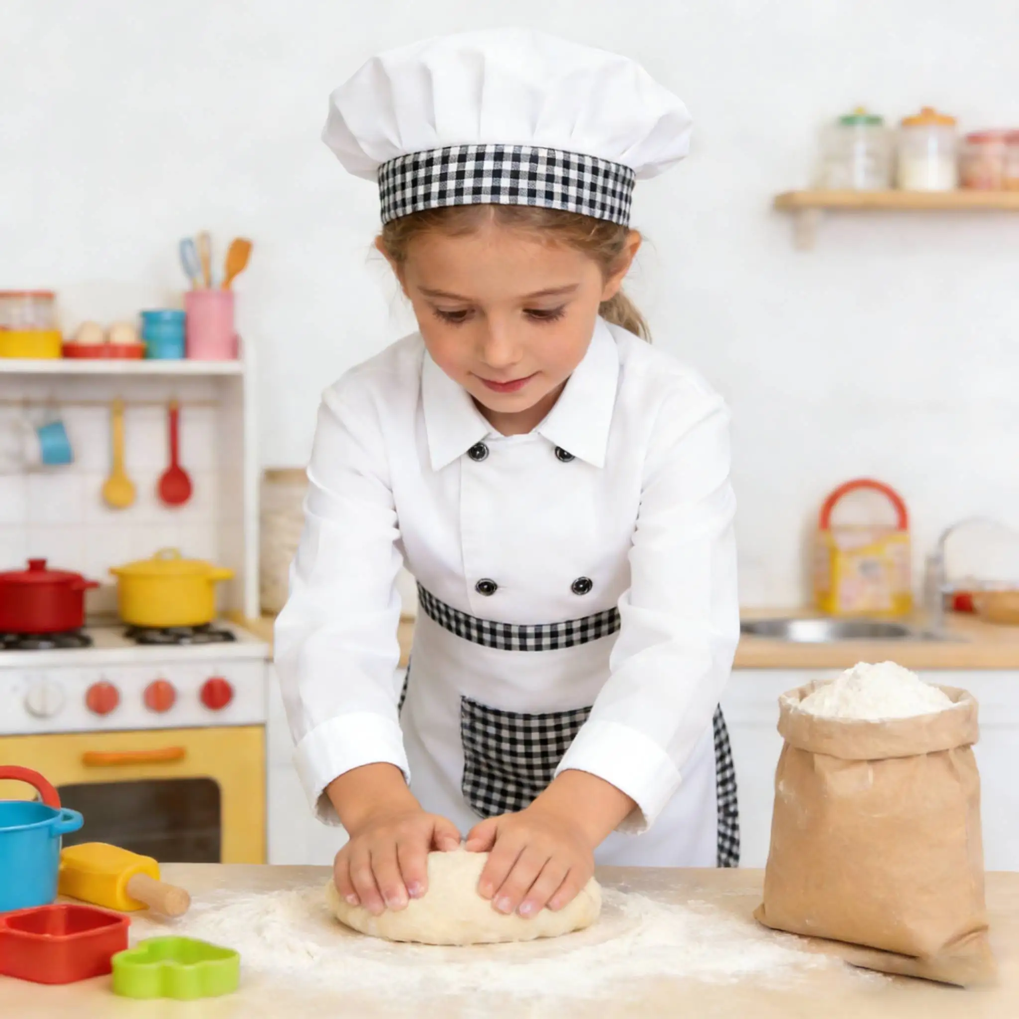 

Детский костюм повара: рубашка в клетку, униформа для детей, для игр в ресторане, карнавальных представлений, для девочек