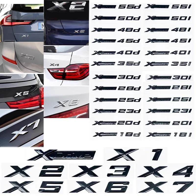 

Glossy black Car Trunk Badge Sticker For THE X1 X2 X3 X4 X5 X6 X7 E84 F48 E83 G01 F25 F26 G02 E53 F15 E70 E71 F16 new Emblem