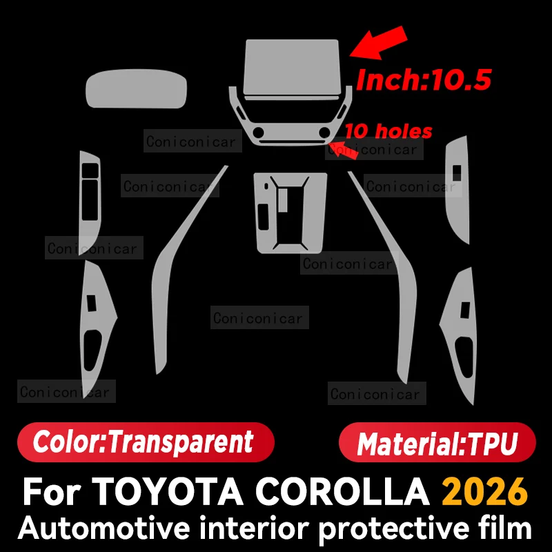 Voor TOYOTA Corolla 2026 TPU Transparante Beschermfolie Interieur Sticker Middenconsole Navigator Gear Panel Auto Accessoires