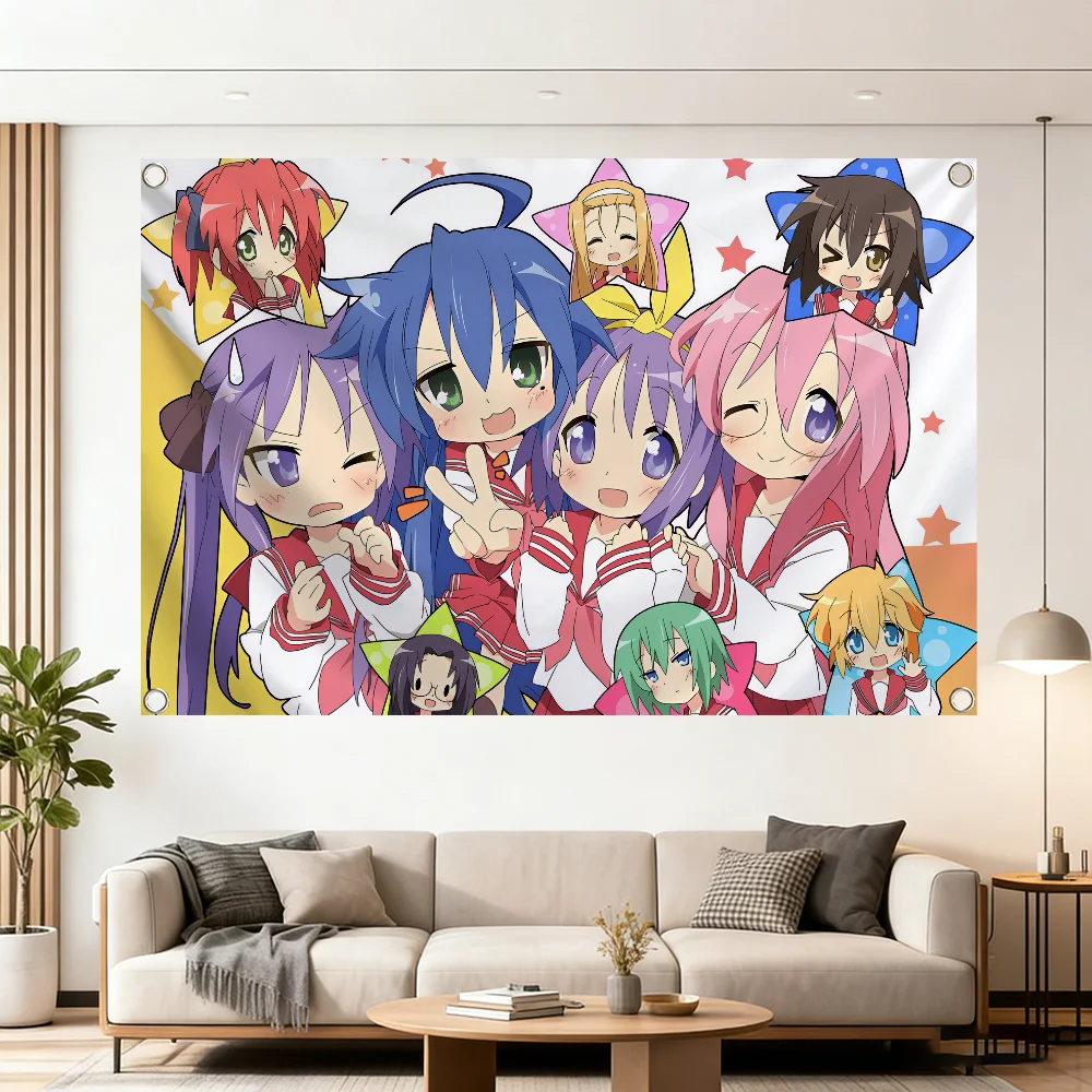 Kawaii Anime Lucky Star flag Decoration Outdoor Picnic Party Art Hanging Home Camping Party Banner Best sellers