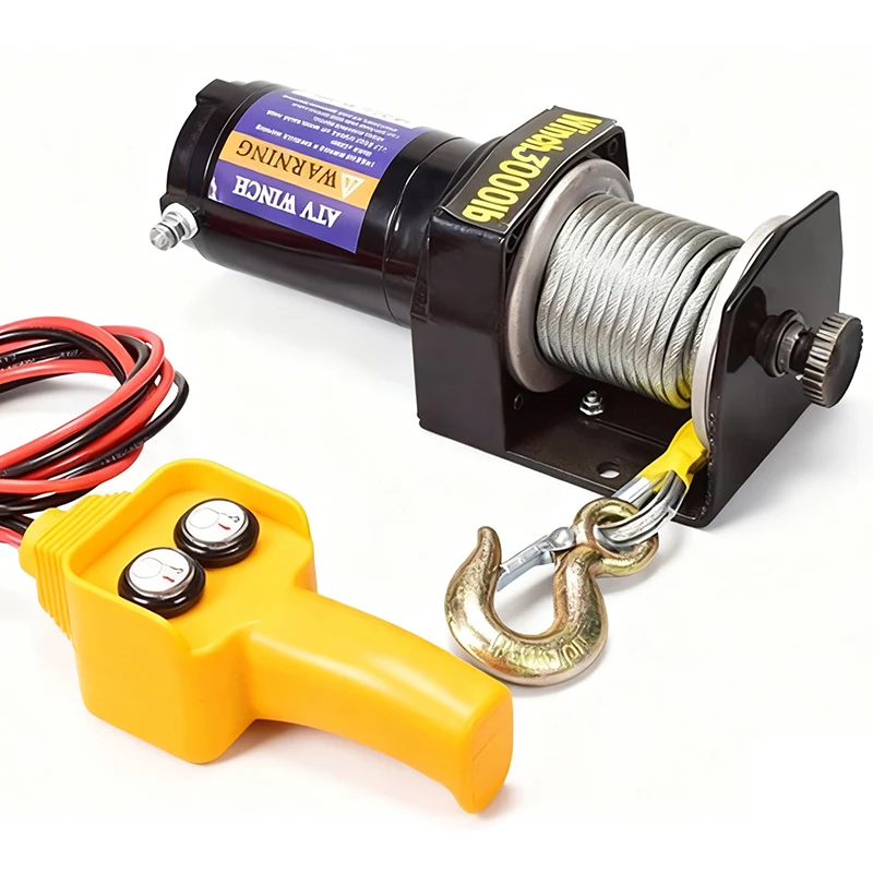 12V 24V Portable Electric Winch Steel Cable Winch 3000lb Power Winch ATV Trailer  for off-road Vehicle Recovery Boat