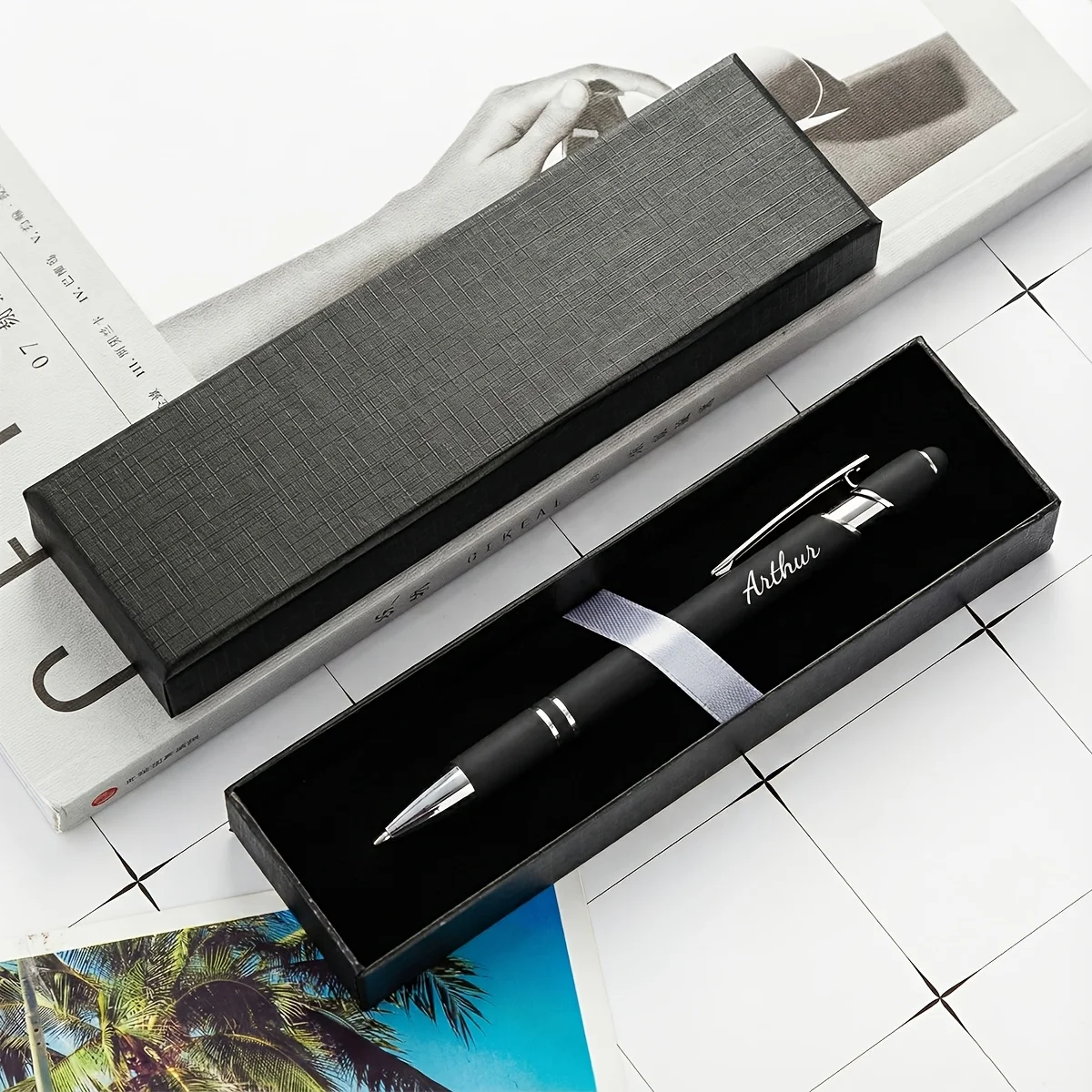 Gravierter Kugelschreiber mit personalisiertem Namen, 2-in-1-Metallstift mit exquisiter Geschenkbox, geeignet für den professionellen Geschäftsgebrauch – Detail 4