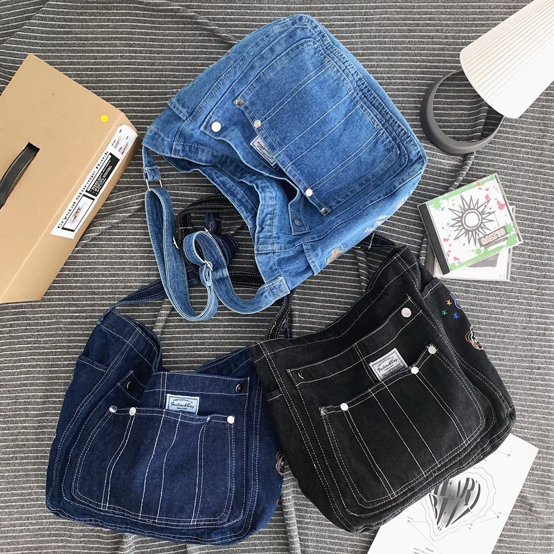 Embroidery Luxury Designer Jeans Bags 2023 Denim Crossbody Bags For Women Fashion Women\'s Handbags Shoulder Bags Messenger Bag