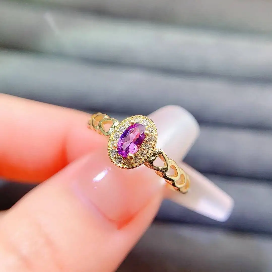KJJEAXCMY New Jewelry Natural Women's Amethyst Ring 925 silver inlay Colorful and splendid High clarity supports detection
