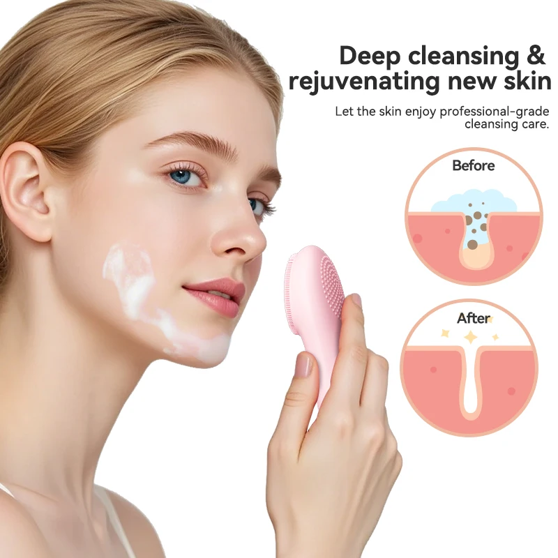 فرشاة تنظيف الوجه الكهربائية القابلة لإعادة الشحن IPX7، مناسبة للرجال والنساء، والتقشير والتدليك والتنظيف - #2