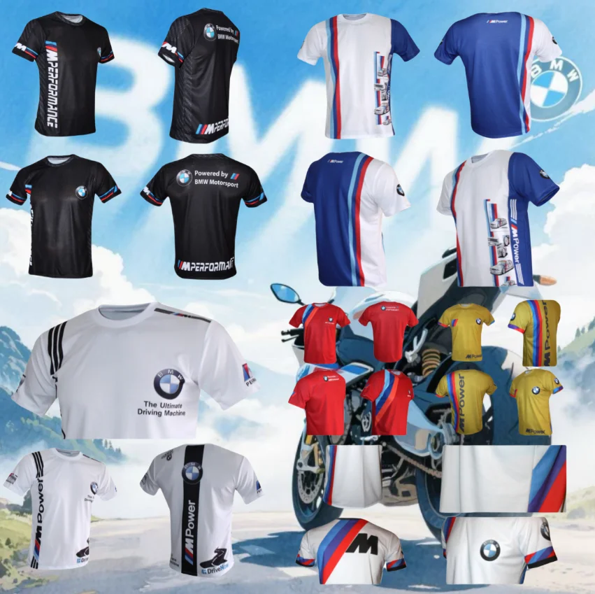 

2025 Summer BMW Various New Fast-drying T-shirts Motorcycle Racing Men's Short Sleeves Comfortable and Breathable Casual Y2K