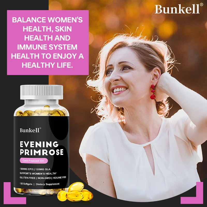 

1300mg Evening Primrose Oil Capsules - 120mg GLA - Women Endocrine, Menstrual, Skin, Immunity Balance Support, Antioxidant