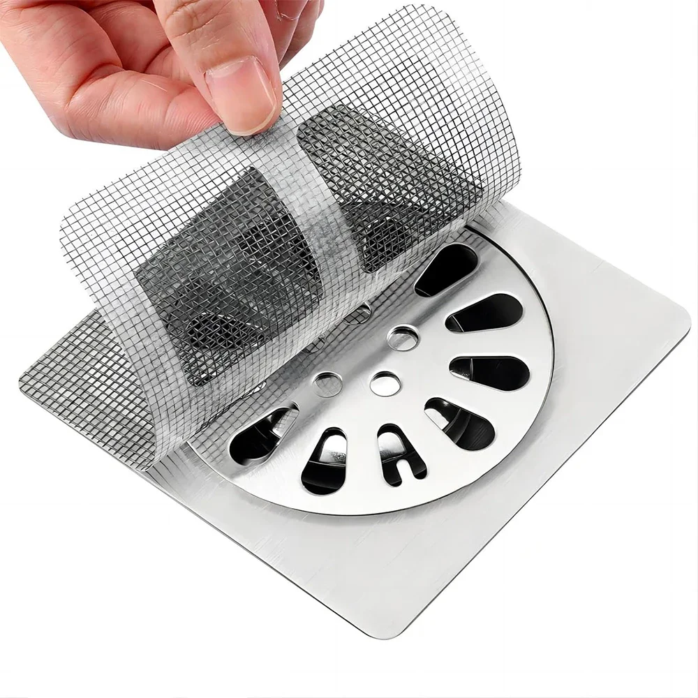 Disposable Hair Drain Catcher Mesh Anti-blocking Shower Bathroom Filter Stopper Floor Drains Sticker Window Screen Repair Patch