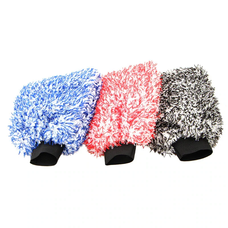 Car Wash Brush High Density Cotton Super Absorbent Premium Wheels Brush Non-Slip Handle Easy To Cleaning Car Wash Gloves