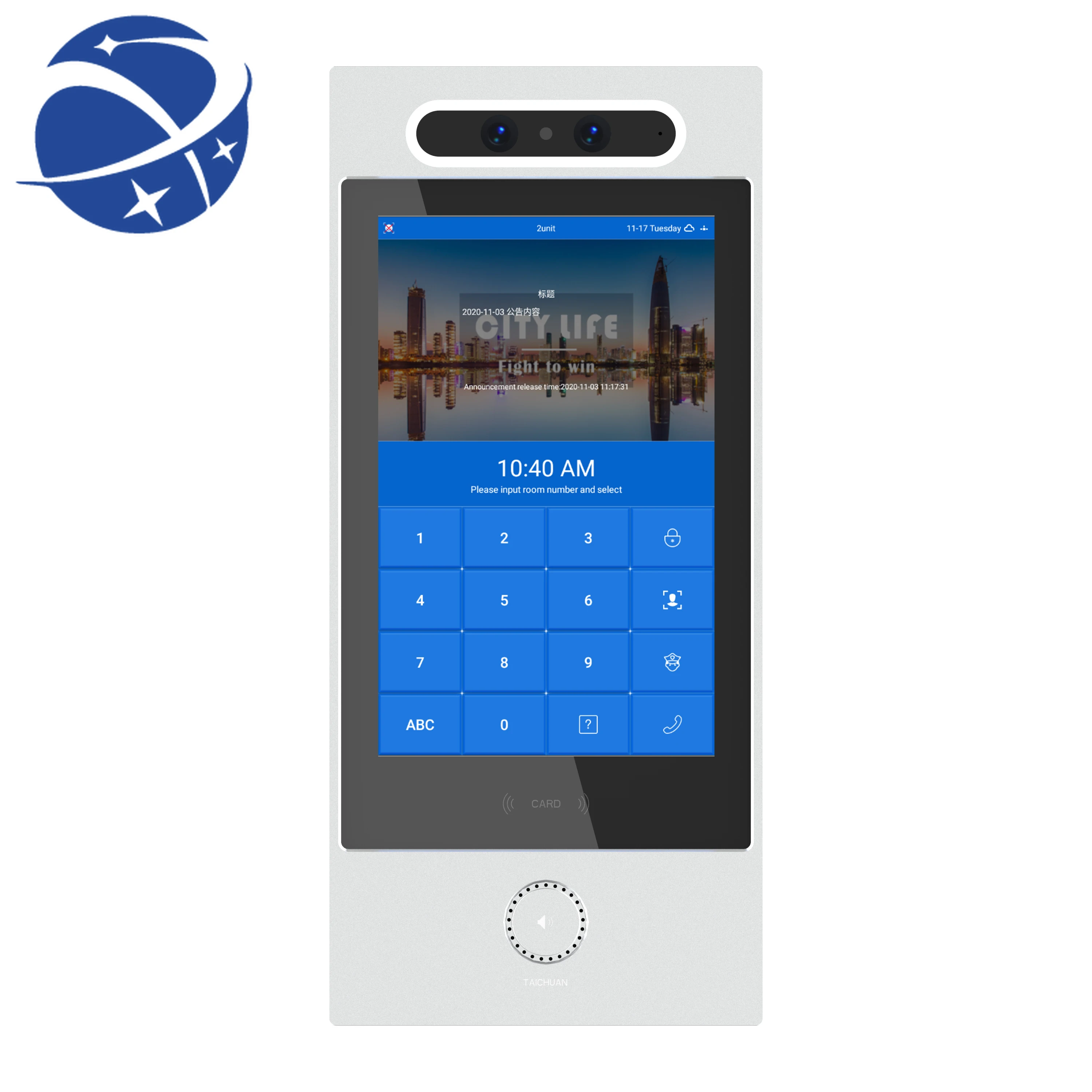 

yyhc TAICHUAN GUANGDONG ZHUHAI RFID Nfc Card 4G face Recognition Biometric Face Access Control door bell