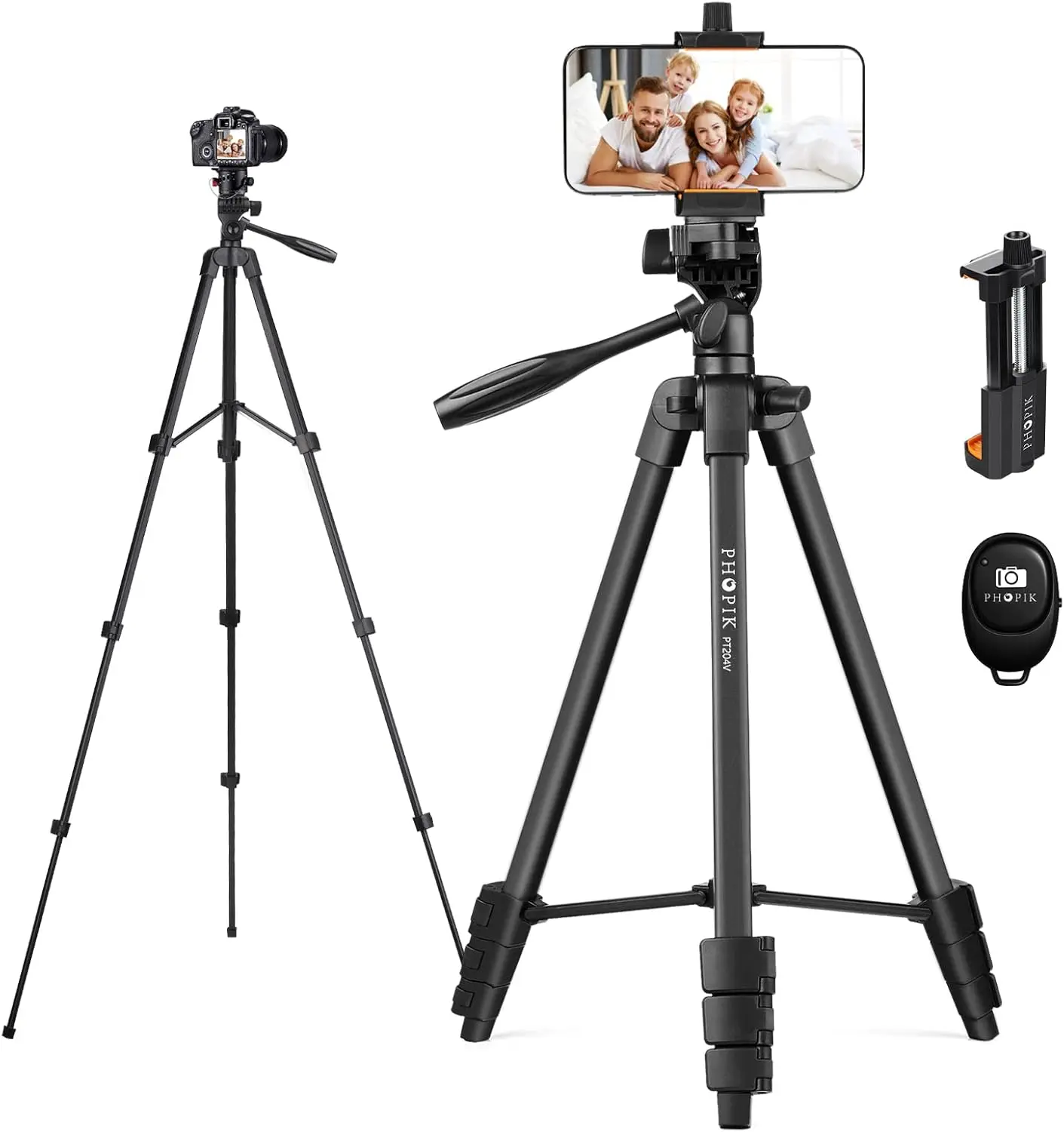 

55" Extendable Aluminum Tripod with Shutter & Bag, Compatible iPhone/Android/Camera for Video/Selfies/Live Stream/Vlogging