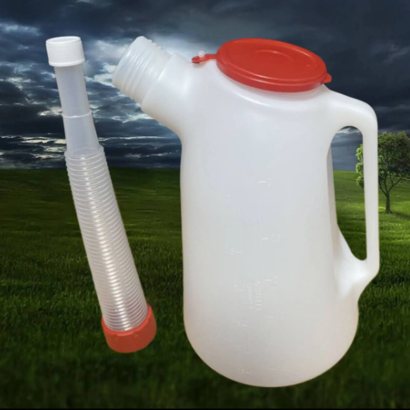 

Plastic Oil Jug with Flexible Spout Leakproof Closure Graduated Plastic Oil Jug Flexible Spout Oiler Clear Container