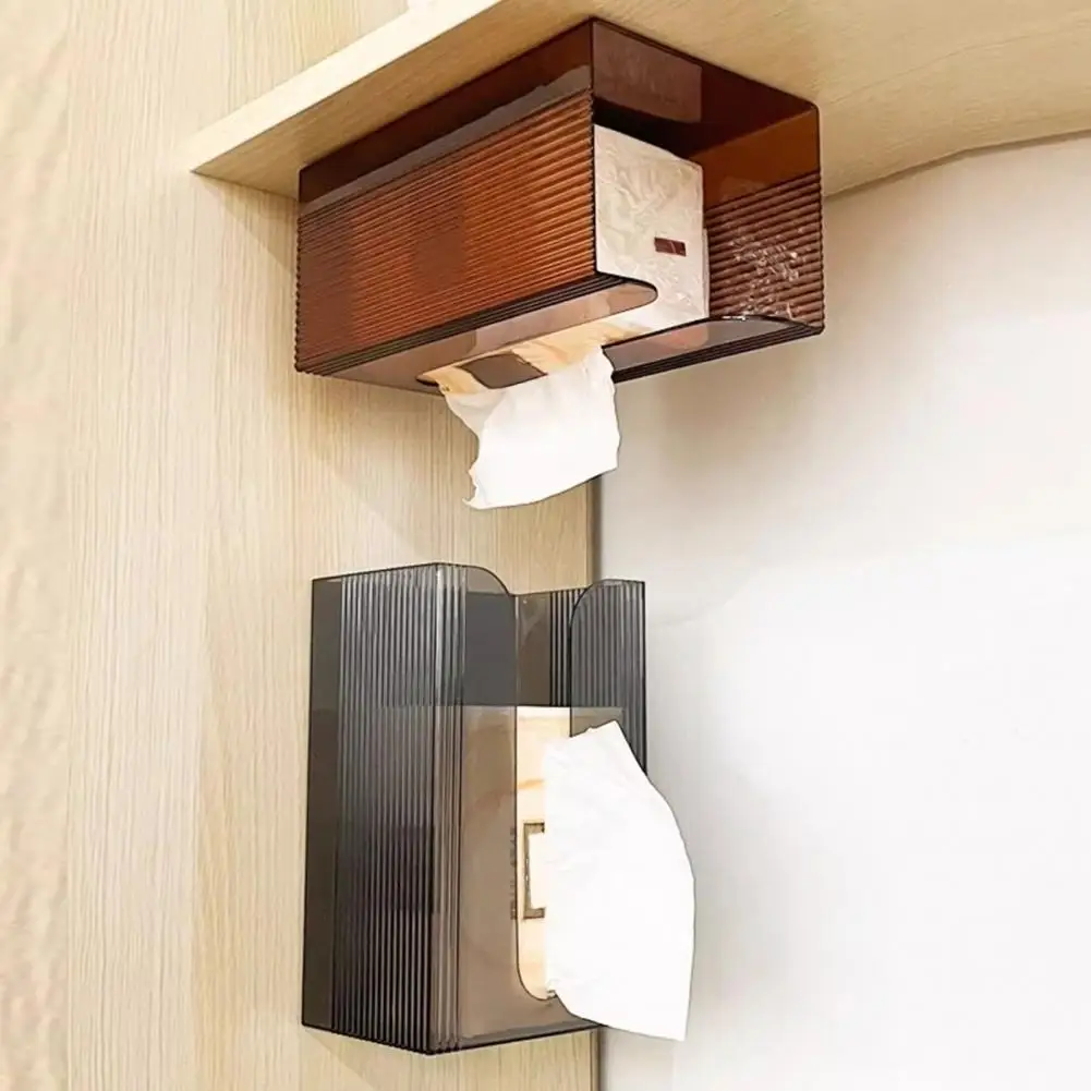 High-transparent Tissue Holder Wall Mounted Tissue Box Holder Capacity Bathroom Dispenser Transparent Design Paper Towel