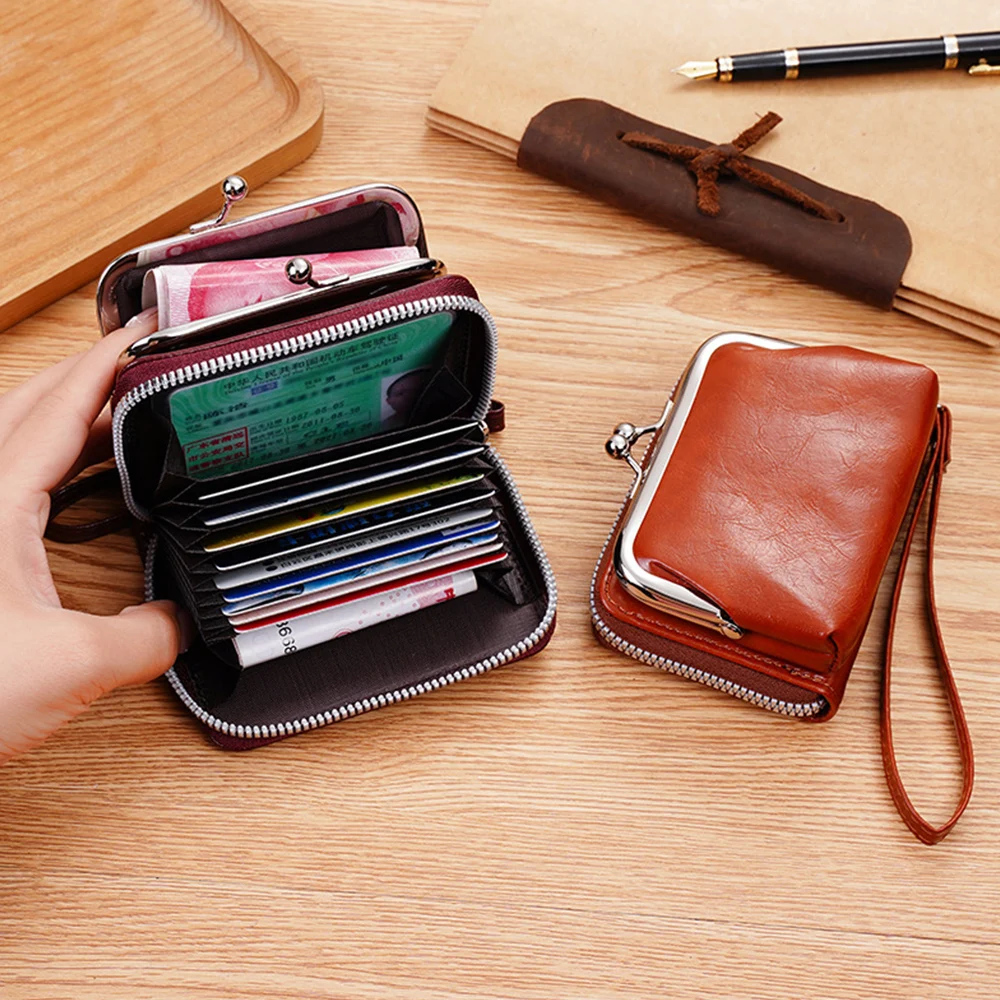 New Women PU Leather Wallets Female Short Hasp Buckle Coin Purses Ladies Portable Money Bag Large Capacity Card Holders Clutch