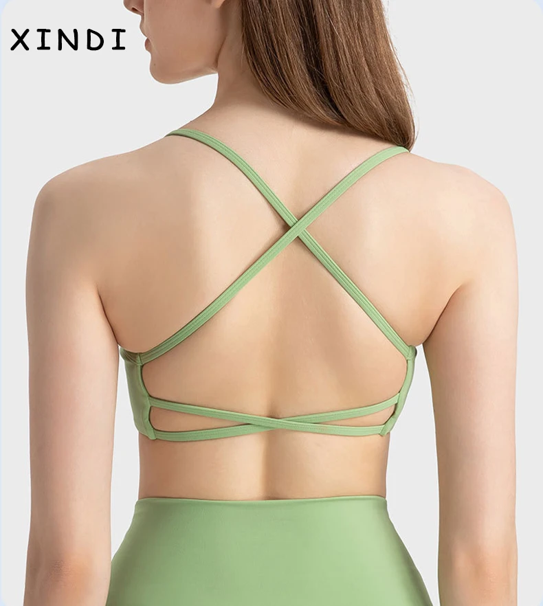 Colorful Strappy Yoga Bra with Sexy Criss Cross Back - Light Support, Quick Dry, Perfect for Summer Workout & Layering